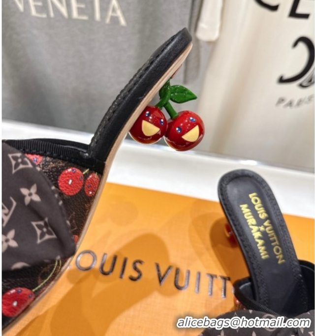 Cheap Price Louis Vuitton LV x TM Cherie Heel Slides Sandal 5.5cm in Brown Monogram Canvas with Bow 0712058