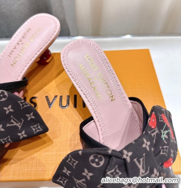 Pretty Style Louis Vuitton LV x TM Cherie Heel Slides Sandal 5.5cm in Blossom Monogram Canvas with Bow 0712060
