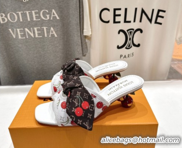 Popular Style Louis Vuitton LV x TM Cherie Heel Slides Sandal 5.5cm in Monogram Canvas with Bow White 0712061