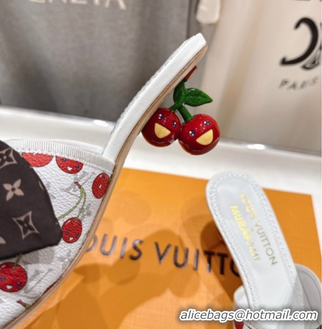 Popular Style Louis Vuitton LV x TM Cherie Heel Slides Sandal 5.5cm in Monogram Canvas with Bow White 0712061