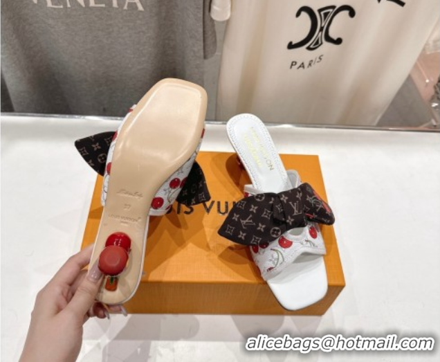 Popular Style Louis Vuitton LV x TM Cherie Heel Slides Sandal 5.5cm in Monogram Canvas with Bow White 0712061