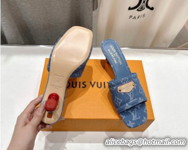 Best Product Louis Vuitton LV x TM Lily Heel Slides Sandal 5.5cm in Monogram Denim with Bow Light Blue 0712062