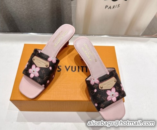 Perfect Louis Vuitton LV x TM Lily Heel Slides Sandal 5.5cm in Blossom Monogram Canvas with Bow 0712069