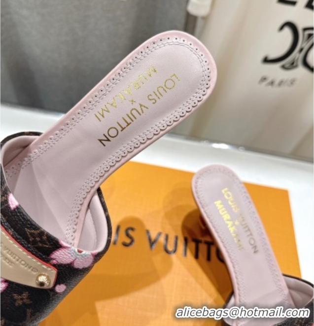 Perfect Louis Vuitton LV x TM Lily Heel Slides Sandal 5.5cm in Blossom Monogram Canvas with Bow 0712069