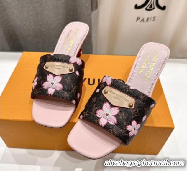 Perfect Louis Vuitton LV x TM Lily Heel Slides Sandal 5.5cm in Blossom Monogram Canvas with Bow 0712069