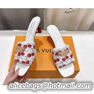 Sumptuous Louis Vuitton LV x TM Lily Heel Slides Sandal 5.5cm in Monogram Canvas with Bow White 0712070