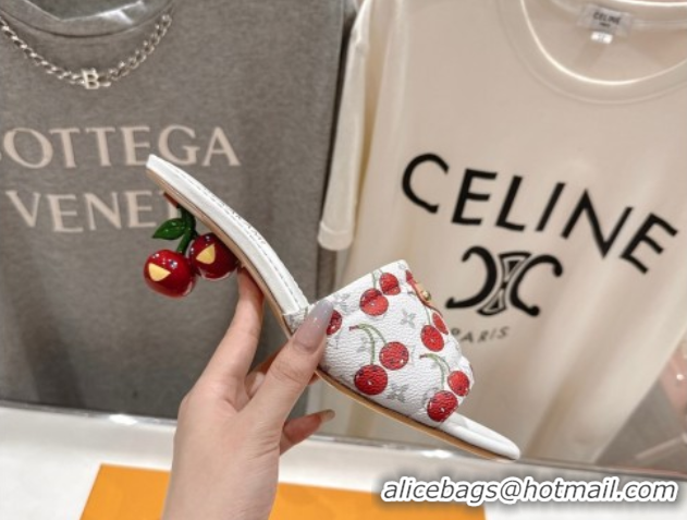 Sumptuous Louis Vuitton LV x TM Lily Heel Slides Sandal 5.5cm in Monogram Canvas with Bow White 0712070