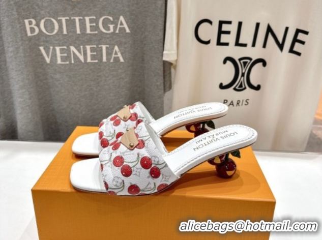 Sumptuous Louis Vuitton LV x TM Lily Heel Slides Sandal 5.5cm in Monogram Canvas with Bow White 0712070