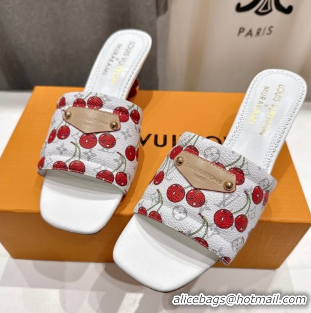 Sumptuous Louis Vuitton LV x TM Lily Heel Slides Sandal 5.5cm in Monogram Canvas with Bow White 0712070