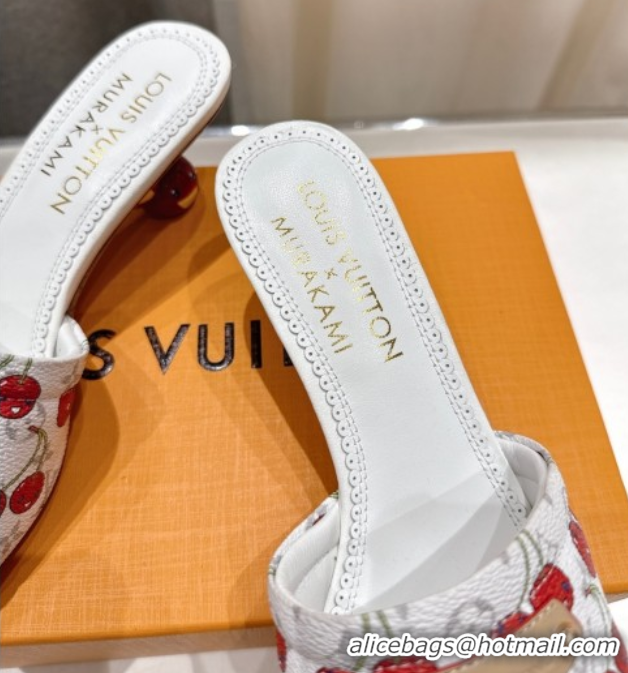 Sumptuous Louis Vuitton LV x TM Lily Heel Slides Sandal 5.5cm in Monogram Canvas with Bow White 0712070