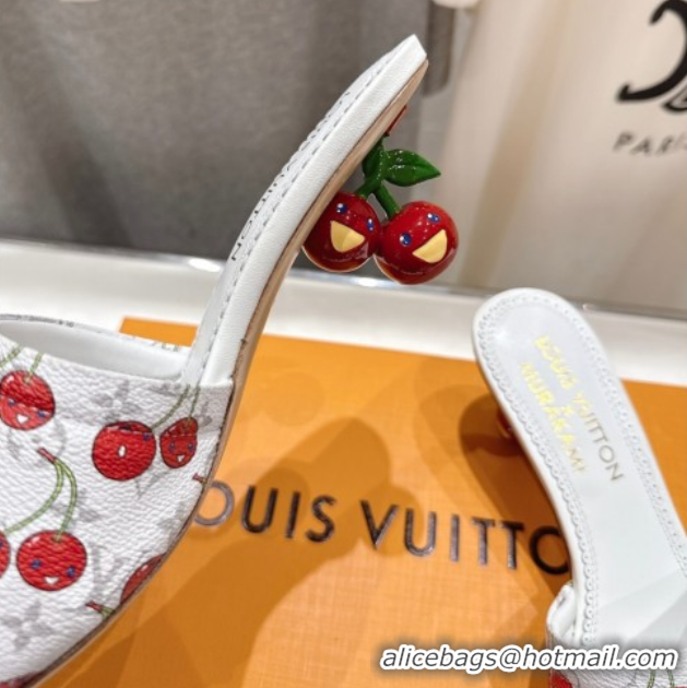 Sumptuous Louis Vuitton LV x TM Lily Heel Slides Sandal 5.5cm in Monogram Canvas with Bow White 0712070