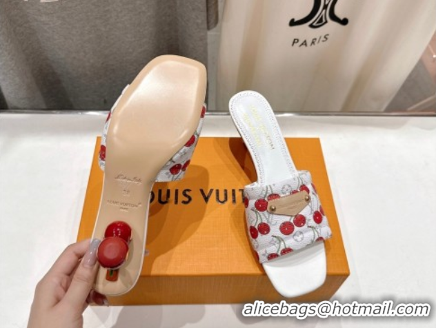 Sumptuous Louis Vuitton LV x TM Lily Heel Slides Sandal 5.5cm in Monogram Canvas with Bow White 0712070