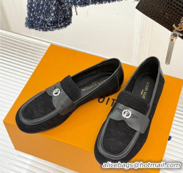 Shop Duplicate Louis Vuitton Soho Flat Loafers in Epi Suede Black 2025 1AGZTY