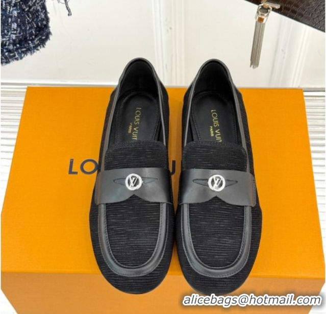 Shop Duplicate Louis Vuitton Soho Flat Loafers in Epi Suede Black 2025 1AGZTY
