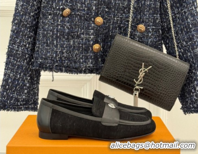 Shop Duplicate Louis Vuitton Soho Flat Loafers in Epi Suede Black 2025 1AGZTY