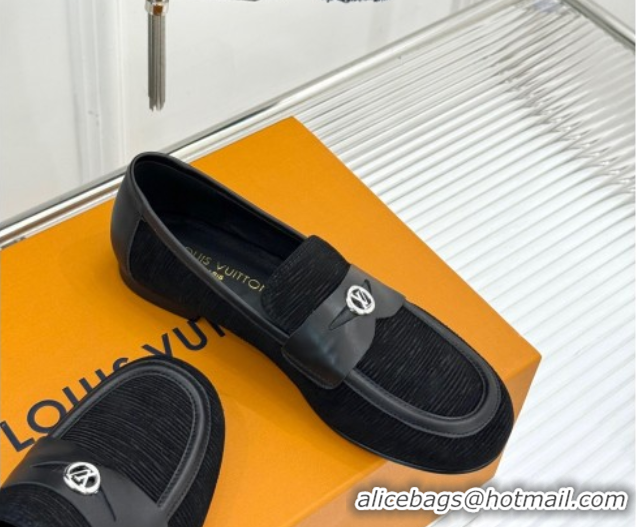 Shop Duplicate Louis Vuitton Soho Flat Loafers in Epi Suede Black 2025 1AGZTY