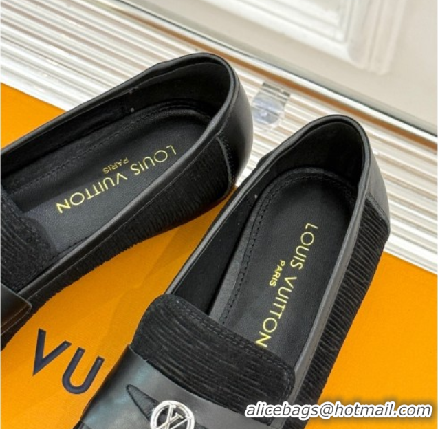 Shop Duplicate Louis Vuitton Soho Flat Loafers in Epi Suede Black 2025 1AGZTY