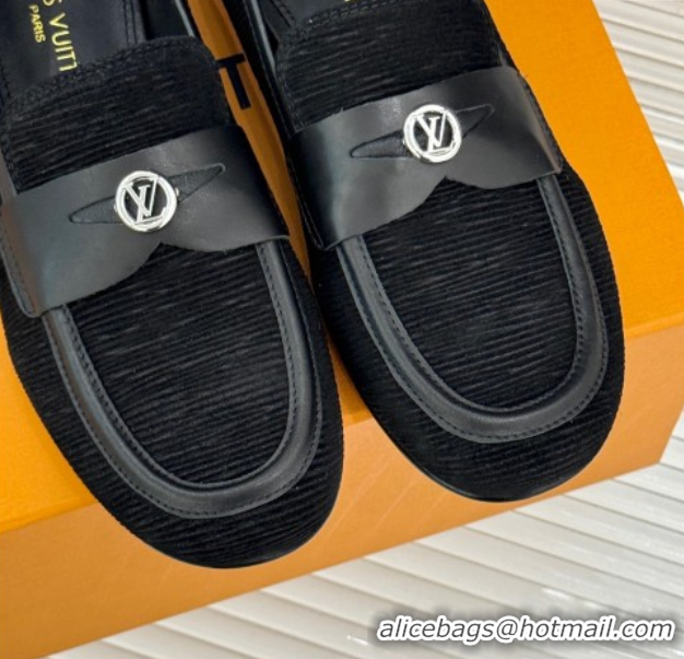 Shop Duplicate Louis Vuitton Soho Flat Loafers in Epi Suede Black 2025 1AGZTY