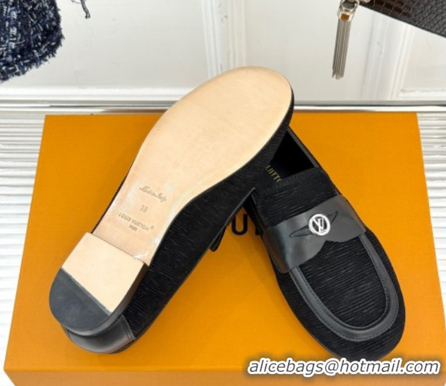 Shop Duplicate Louis Vuitton Soho Flat Loafers in Epi Suede Black 2025 1AGZTY