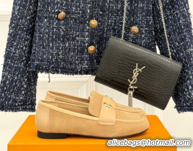 Discount Louis Vuitton Soho Flat Loafers in Epi Suede Beige 2025 1AGZTY