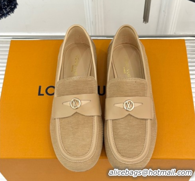 Discount Louis Vuitton Soho Flat Loafers in Epi Suede Beige 2025 1AGZTY