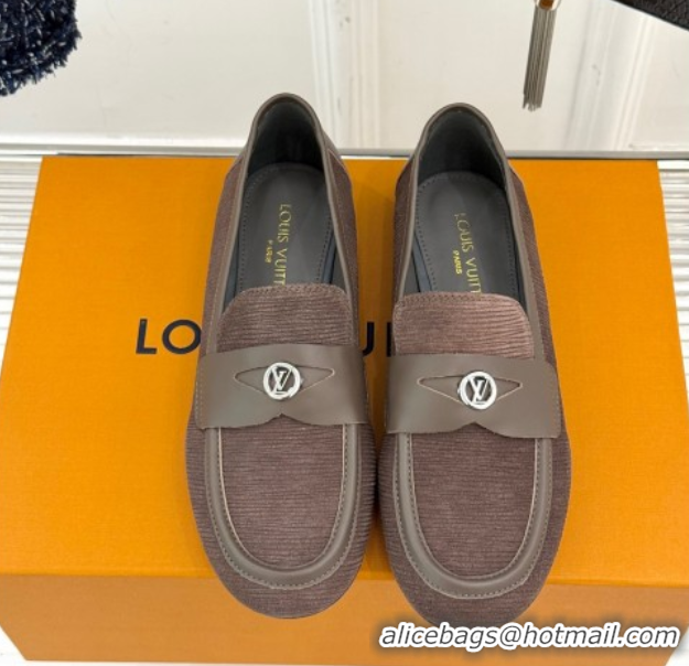 Luxury Cheap Louis Vuitton Soho Flat Loafers in Epi Suede Brown 2025 1AGZTY
