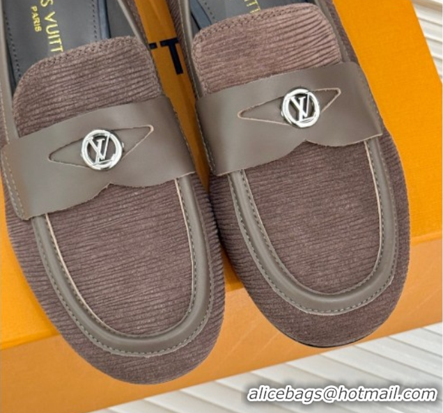 Luxury Cheap Louis Vuitton Soho Flat Loafers in Epi Suede Brown 2025 1AGZTY