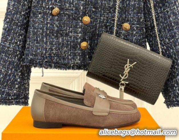 Luxury Cheap Louis Vuitton Soho Flat Loafers in Epi Suede Brown 2025 1AGZTY