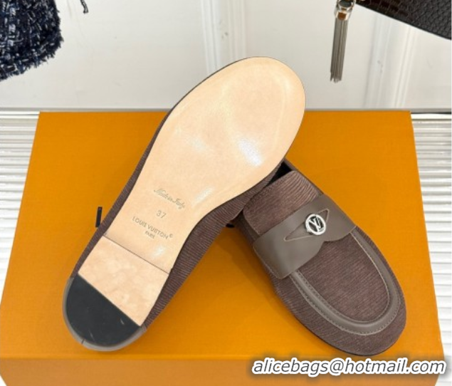 Luxury Cheap Louis Vuitton Soho Flat Loafers in Epi Suede Brown 2025 1AGZTY