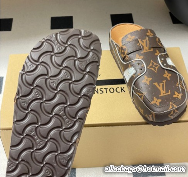 Top Design Louis Vuitton x Birkenstock Boston Platform Mules in Monogram Canvas 0714005