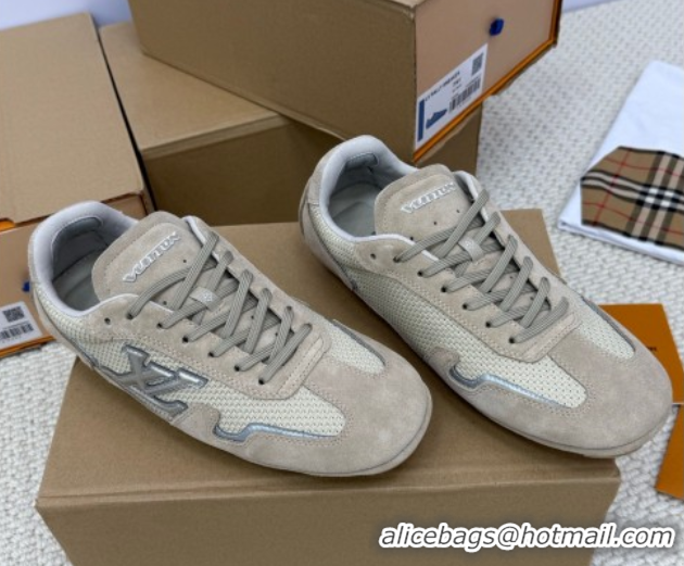 Classic Hot Louis Vuitton LV Rally Sneakers in Suede and Mesh Beige 2025 1AHTZI