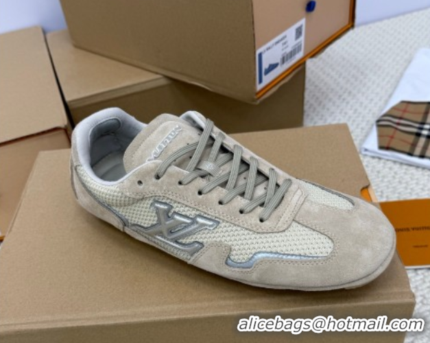 Classic Hot Louis Vuitton LV Rally Sneakers in Suede and Mesh Beige 2025 1AHTZI