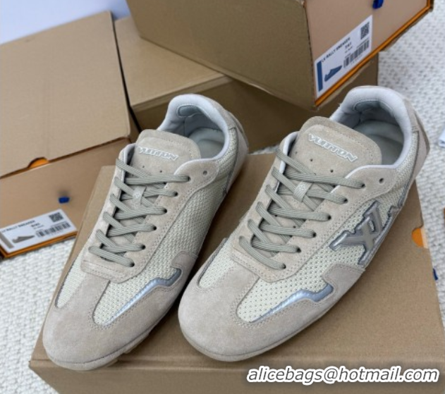 Classic Hot Louis Vuitton LV Rally Sneakers in Suede and Mesh Beige 2025 1AHTZI