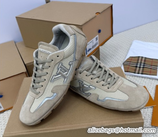 Classic Hot Louis Vuitton LV Rally Sneakers in Suede and Mesh Beige 2025 1AHTZI