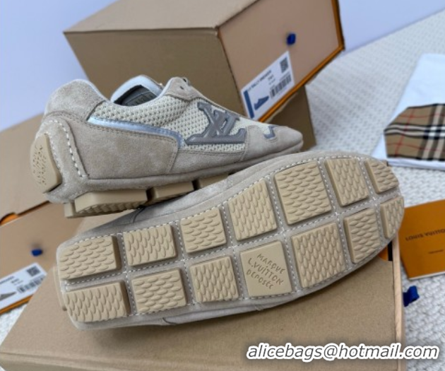 Classic Hot Louis Vuitton LV Rally Sneakers in Suede and Mesh Beige 2025 1AHTZI