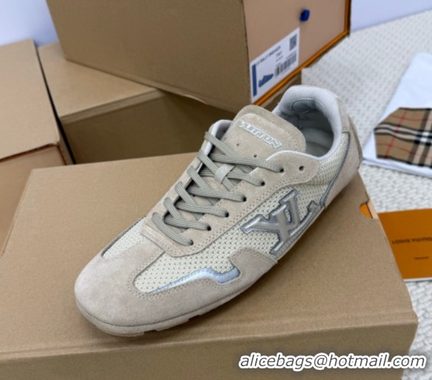 Classic Hot Louis Vuitton LV Rally Sneakers in Suede and Mesh Beige 2025 1AHTZI
