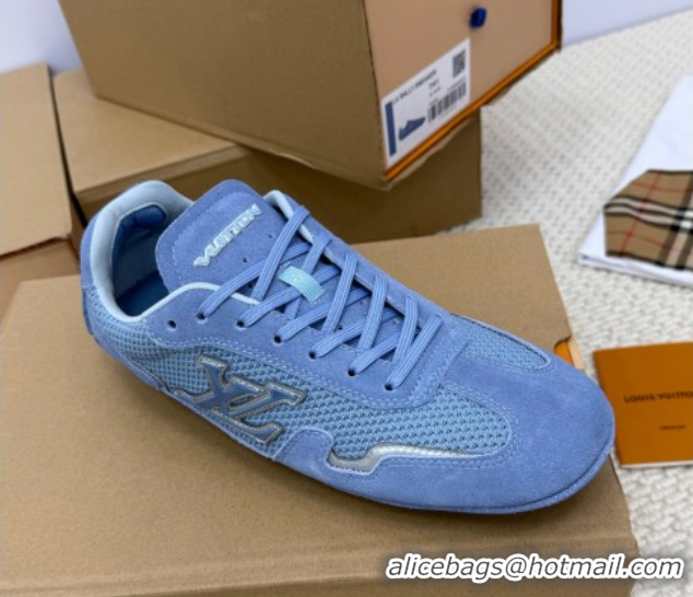 Best Product Louis Vuitton LV Rally Sneakers in Suede and Mesh Light Blue 2025 1AHTZI