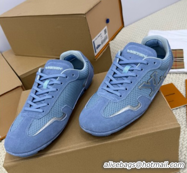 Best Product Louis Vuitton LV Rally Sneakers in Suede and Mesh Light Blue 2025 1AHTZI