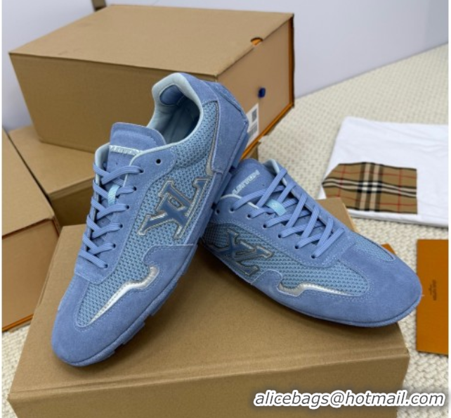 Best Product Louis Vuitton LV Rally Sneakers in Suede and Mesh Light Blue 2025 1AHTZI