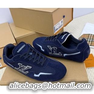 Unique Style Louis Vuitton LV Rally Sneakers in Suede and Mesh Navy Blue 2025 1AHTZI