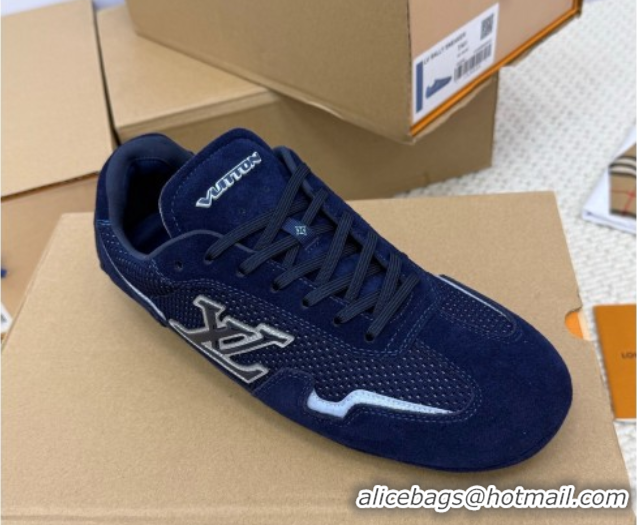 Unique Style Louis Vuitton LV Rally Sneakers in Suede and Mesh Navy Blue 2025 1AHTZI