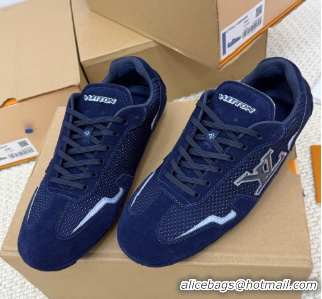 Unique Style Louis Vuitton LV Rally Sneakers in Suede and Mesh Navy Blue 2025 1AHTZI
