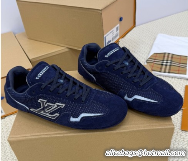 Unique Style Louis Vuitton LV Rally Sneakers in Suede and Mesh Navy Blue 2025 1AHTZI