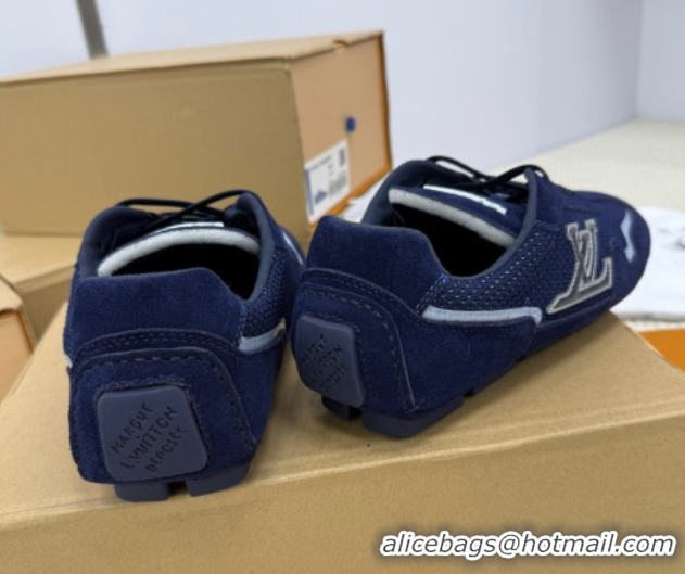 Unique Style Louis Vuitton LV Rally Sneakers in Suede and Mesh Navy Blue 2025 1AHTZI