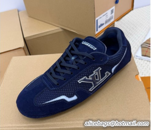 Unique Style Louis Vuitton LV Rally Sneakers in Suede and Mesh Navy Blue 2025 1AHTZI