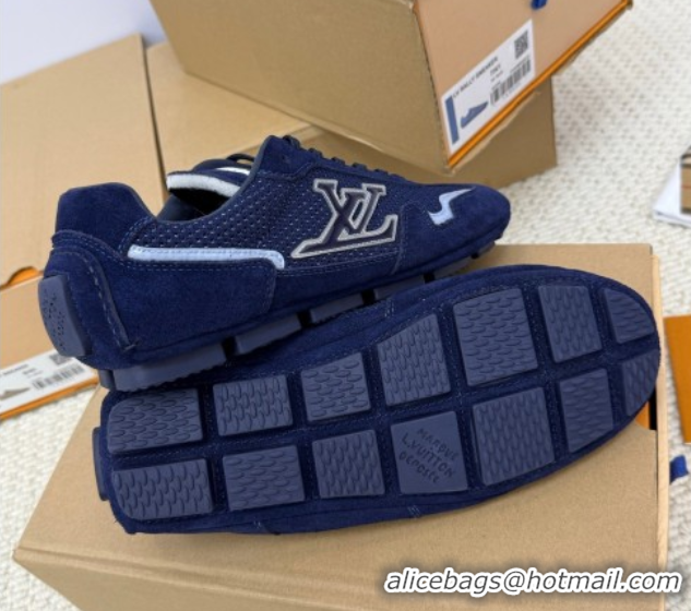 Unique Style Louis Vuitton LV Rally Sneakers in Suede and Mesh Navy Blue 2025 1AHTZI