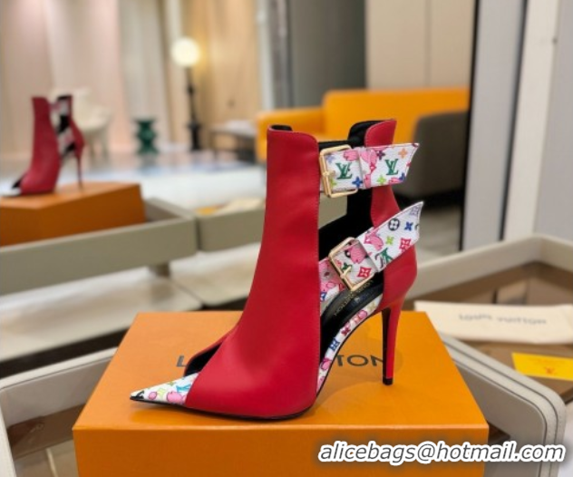 Best Price Louis Vuitton x TM Heel Ankle Boots 10cm with Buckles Red 2025 LV071401