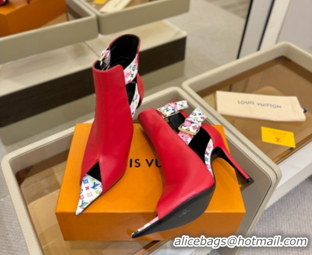 Best Price Louis Vuitton x TM Heel Ankle Boots 10cm with Buckles Red 2025 LV071401