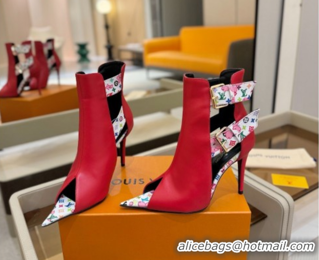 Best Price Louis Vuitton x TM Heel Ankle Boots 10cm with Buckles Red 2025 LV071401