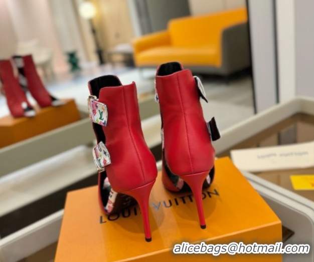 Best Price Louis Vuitton x TM Heel Ankle Boots 10cm with Buckles Red 2025 LV071401